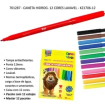 CANETA HIDROCOR ZOO C/ 12 CORES UN. - KAZ