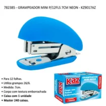 Grampeador Mini Neon Azul P/ 12 F. 7cm  - Kaz