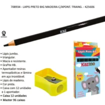 Lápis Preto Jumbo Triangular Zoo C/ 12 UN. + 1 Apontador - Kaz