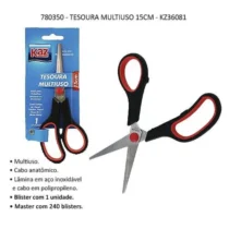 TESOURA MULTIUSO 15 CM C/ CABO EMBORRACHADO - KAZ