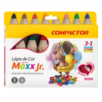 Lápis De Cor  Maxx Jr. C/ 8 Cores  -  Compactor