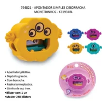 Apontador C/ Borracha Monstrinho Rosa - Kaz
