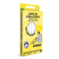 Giz De Cera Estaca Branco C/ 12 UN. -  Acrilex