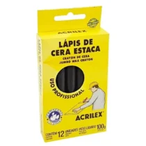 Giz De Cera Estaca Preto C/ 12 UN. -  Acrilex