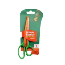 Tesoura Escolar De Picotar Verde E Laranja - Leo & Leo