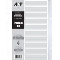 Divisória P/ Fichário Transparente C/ 10 Div. - Acp