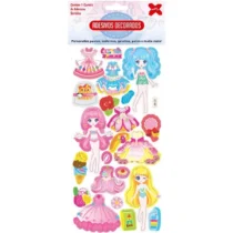 Cartela De Adesivos Decorados Princesas (Kids) 10 cm X 24 cm UN. - Make+