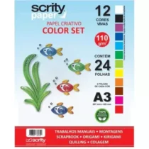 Papel Color Set A4 Peso 40 120 g/m² 24 Fls.  - Scrity