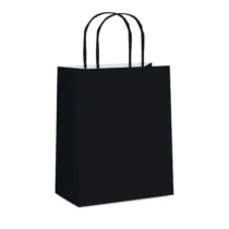 Sacola De Papel Preta 26 cm X 19,5 cm X 9,5 cm  - Cromus