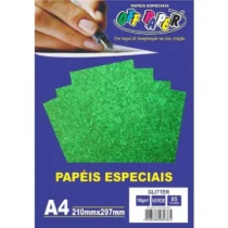 Papel C/ Glitter Verde A4 180 g/m² C/ 5  - Off Paper