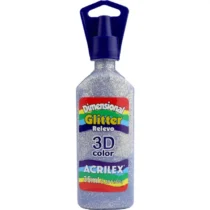 Tinta Dimensional Glitter Prata 35 ml  - Acrilex