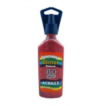 Tinta Dimensional Glitter Vermelho 35 ml  - Acrilex