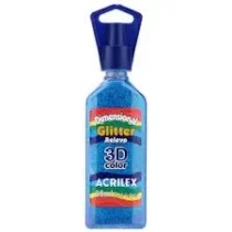 Tinta Dimensional Glitter Azul Turquesa 35 ml  - Acrilex