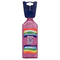 Tinta Dimensional Metallic Rosa Cintilante 35 ml  - Acrilex