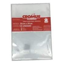 Sacola De Celofane Transparente C/ Bolinhas Brancas 20 cm X 29 cm C/ 100  - Cromus