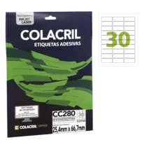 Etiqueta Adesiva Inkjet E Laser 25 mm X 66 mm 25 Fls. C/ 30 Etiquetas  - Colacril