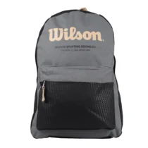 Mochila Em Poliéster Preta E Cinza C/ Logo Bege - Wilson