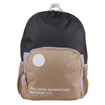 Mochila Em Poliéster Preta E Bege C/ D. Lilás - Wilson