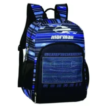 Mochila Em Poliéster Surfboards Preta C/ D. Azul  - Mormaii