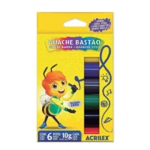 Tinta Guache Em Bastão C/ 6 Cores  - Acrilex