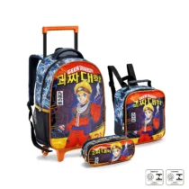 Kit Mochila Com Lancheira E Estojo Ninja (Azul)  - Seanite