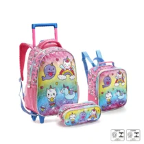 Kit Mochila Com Lancheira E Estojo Unicórnio (Arco-Íris) - Seanite