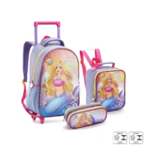 Kit Mochila Com Lancheira E Estojo Princesa Sereia - Seanite
