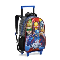 Mochila Infantil Mega Heroes Preto Com Rodas - Seanite