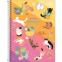 Caderno De 16 Mat. Just Being Purr-Fect 256 Fls. - Tilibra