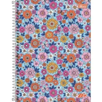 Caderno De 20 Mat. Flores Azul 320 Fls. - Tilibra