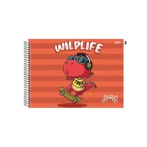 Caderno Cartografia E Desenho Dinossauro Vermelho C/ Capa Vermelha 80 Fls. - Sd