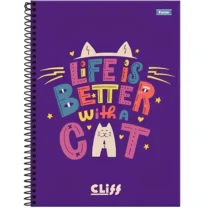 Caderno Espiral Peq. Cliff Life Is Better With A Cat 80 Fls. - Foroni