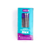 Caneta Esferográfica Hex Azul 1.0 C/ 50 UN. - Onda