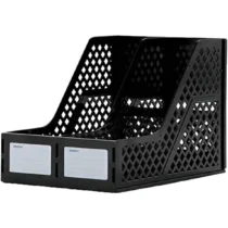 Organizador De Pastas E Revistas Duplo Preto 26,1 cm X 17,1 cm X 25,7 cm UN. - Waleu