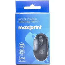 Mouse Classic Essential Preto C/ Fio UN. - Maxprint