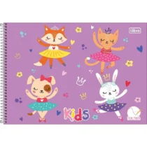 Caderno Espiral Meia Pauta Kids Feminino Lilás 40 Fls. - Tilibra