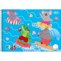Caderno Espiral Meia Pauta Kids Masculino Azul Claro Claro 40 Fls. - Tilibra