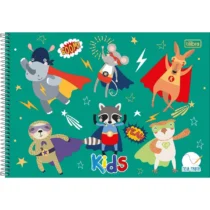 Caderno Espiral Meia Pauta Kids Masculino Verde 40 Fls. - Tilibra