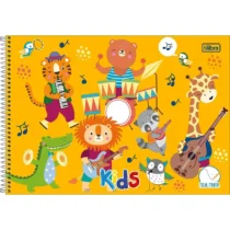 Caderno Espiral Meia Pauta Kids Masculino Amarelo 40 Fls. - Tilibra