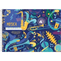 Caderno De Música Pequeno 80 Folhas Azul - Foroni