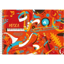 Caderno De Música Pequeno 80 Folhas Laranja - Foroni