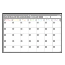 Quadro Planner Mensal Gray MDF Preto 90 cm X 60 cm - Stalo