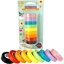 Fita Crepe Creative 12 mm X 10 M C/ 9 Cores UN. - Eurocel