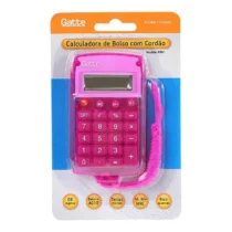 Calculadora De Bolso Rosa C/ Cordão M. 8961 C/ 8 Díg. UN. - Gatte