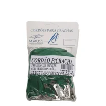 Cordão P/ Crachá Verde Bandeira C/ 10 UN. - Mares