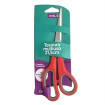 Tesoura Multiuso 21,5 cm  Cabo Emborrachado Vermelho - Onda