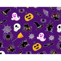 TNT Estampado Nuvens Halloween Roxo 1 m X 1.40 m  - Mewi