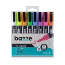 Caneta Giz Líquido Neon 4 mm C/ 8 Cores UN. - Bazze