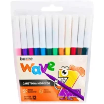 Caneta Hidrocor Wave Ponta Fina C/ 12 Cores UN. - Bazze