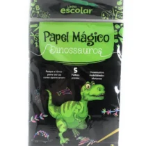 Papel Mágico Dinossauros C/ 5 Fls. C/ Raspador  - Brasileitura